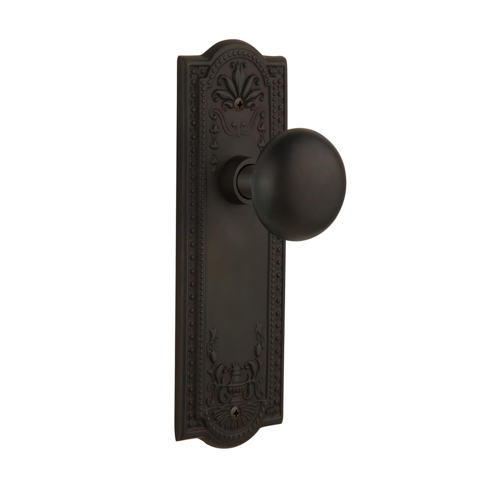 Nostalgic MEANYK  Meadows Plate Passage New York Door Knob in Oil-Rubbed Bronze